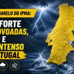 Aviso amarelo do IPMA chuva forte com trovoadas, granizo e vento intenso em Portugal
